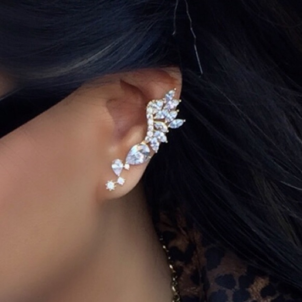 18K Ear Crawler & Stud Earrings